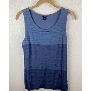 Ann Taylor Loft Tiered 3 Shades of Steal Gray Ruffle Shell in Size Medium